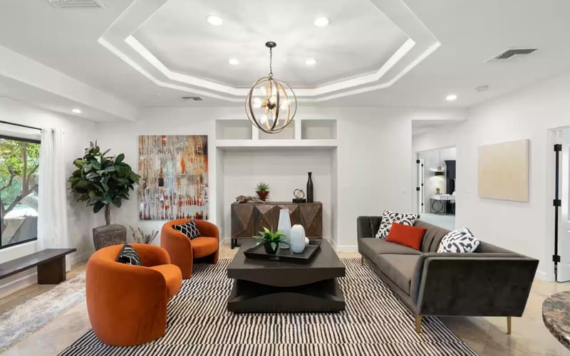 Open living area in a Phoenix short-term rental managed by Sway